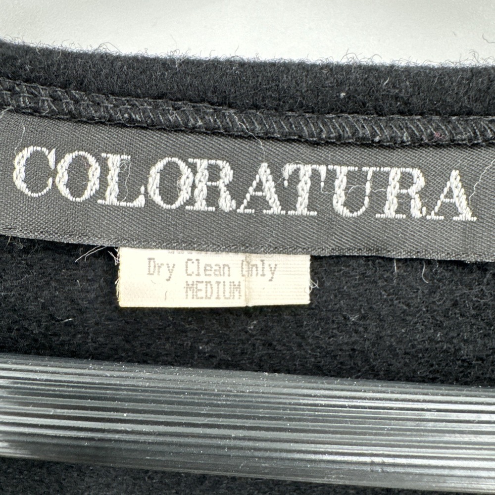 Coloratura Vest Womens M Black 100% Wool Southwestern Conchos Pockets USA - Picture 4 of 11
